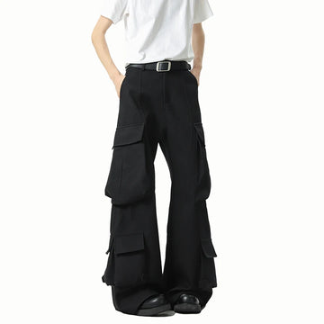 Men Loose Fit Cargo Pants Workwear Trousers Multi Pocket Outdoor Casual Joggers Streetwear Hip Hop Drop Crotch Trousers for Men